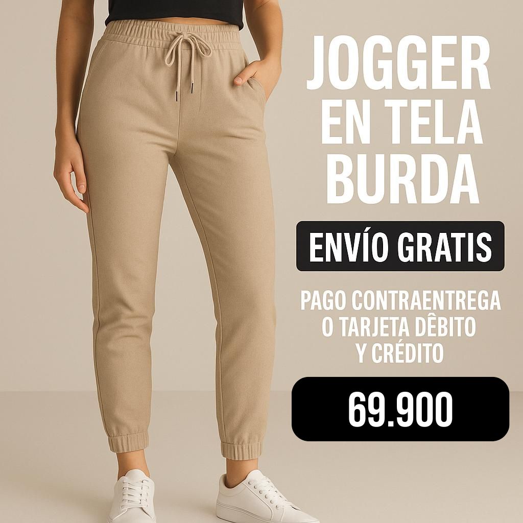 Jogger de Mujer enresortado en Tela Burda