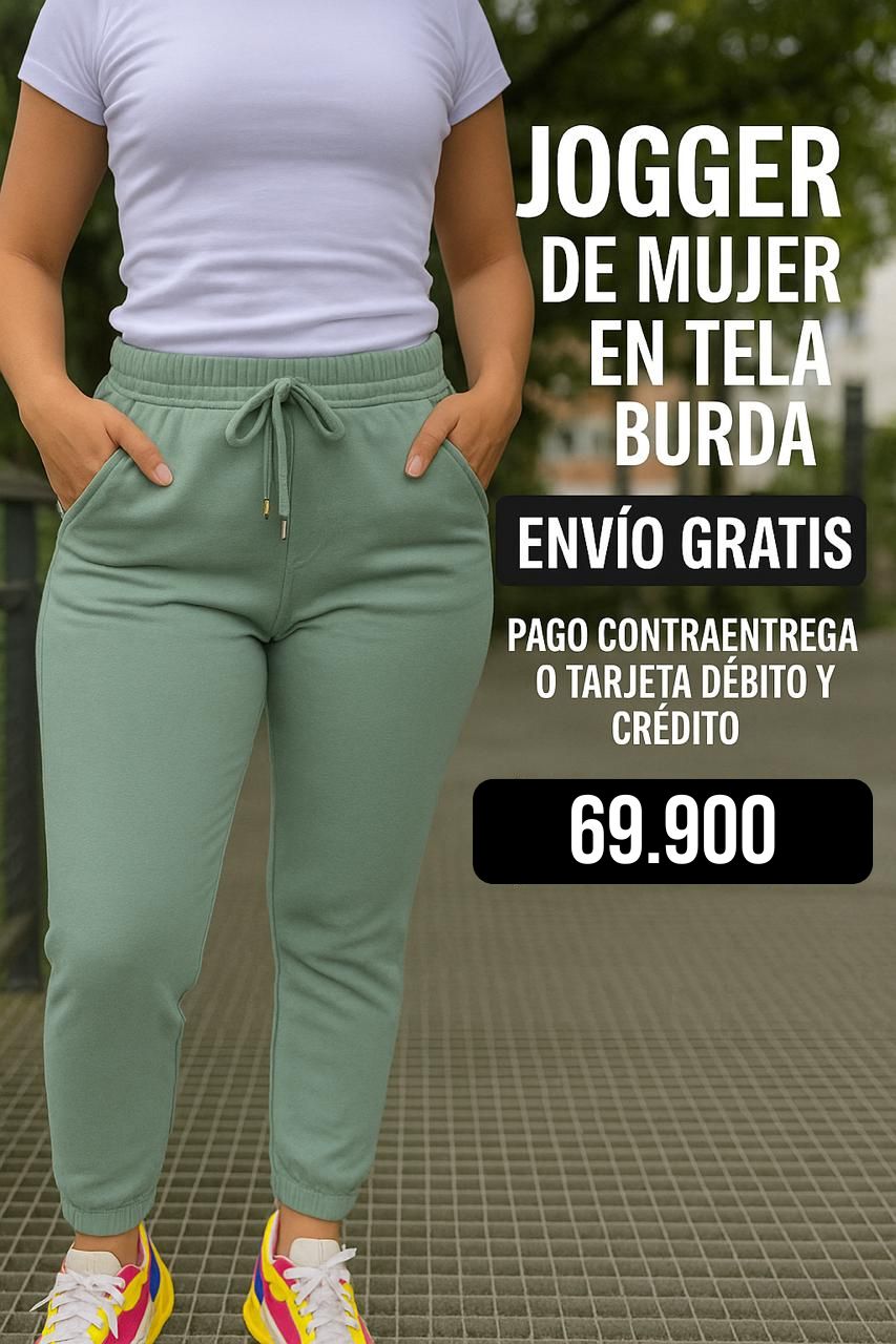 Jogger de Mujer enresortado en Tela Burda